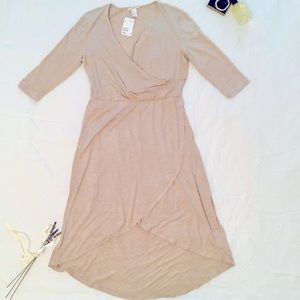 ASOS, faux wrap, high-low dress, size 14, heather beige